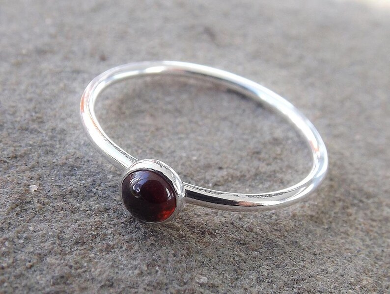 Garnet Stacking Ring, Garnet Ring, Natural Gemstone Ring, January Birthstone, Garnet, Gemstone Stacking Ring, Red, Garnet Stone, Gift image 3