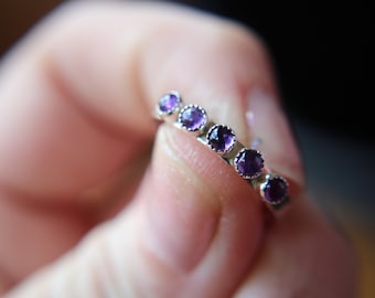 Multi Amethyst Stacking Ring, Amethyst Ring, Natural Gem Ring, February Birthstone, Amethyst, Gemstone Stacking Ring, Purple, Amethyst, Gift