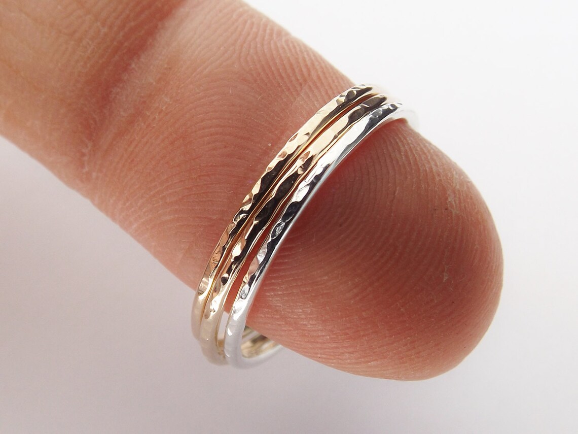 Textured Slim Band Stacking Ring Knuckle or Thumb Rings Gold - Etsy