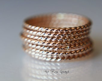 Rose Gold Rope Ring, Stackable Ring, Twisted Ring, Rope Band, Simple Band, Minimalist, Thumb Ring, Simple Ring,Stacker,Boho Chic, Twist Ring