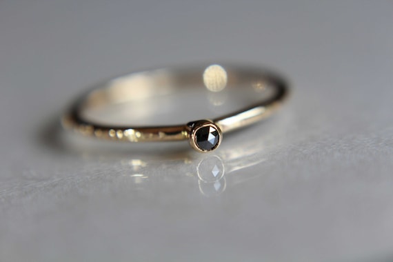Black Diamond Ring, Genuine Diamond Ring, Black Diamond, Slim Ring, Minimalist Ring, Gift, Gemstone Ring, Tiny Diamond Ring, Diamond Ring