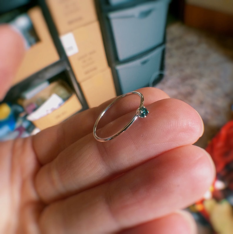 Blue Diamond Ring Genuine Diamond Ring Blue Diamond Slim Etsy UK