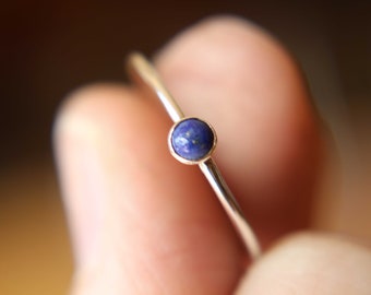 Lapis Ring, Lapis Stacking Ring, Tiny Lapis Ring, Gemstone Ring, Lapis Lazuli Ring, Gemstone Stacking Ring, Blue, Lapis Lazuli Stone, Gift