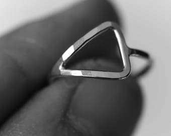 Triangle Ring, Silver Triangle Ring, Open Triangle Ring, Minimalist Ring, Open Triangle Rings, Sideways Triangle, Ring, Unique, Gift