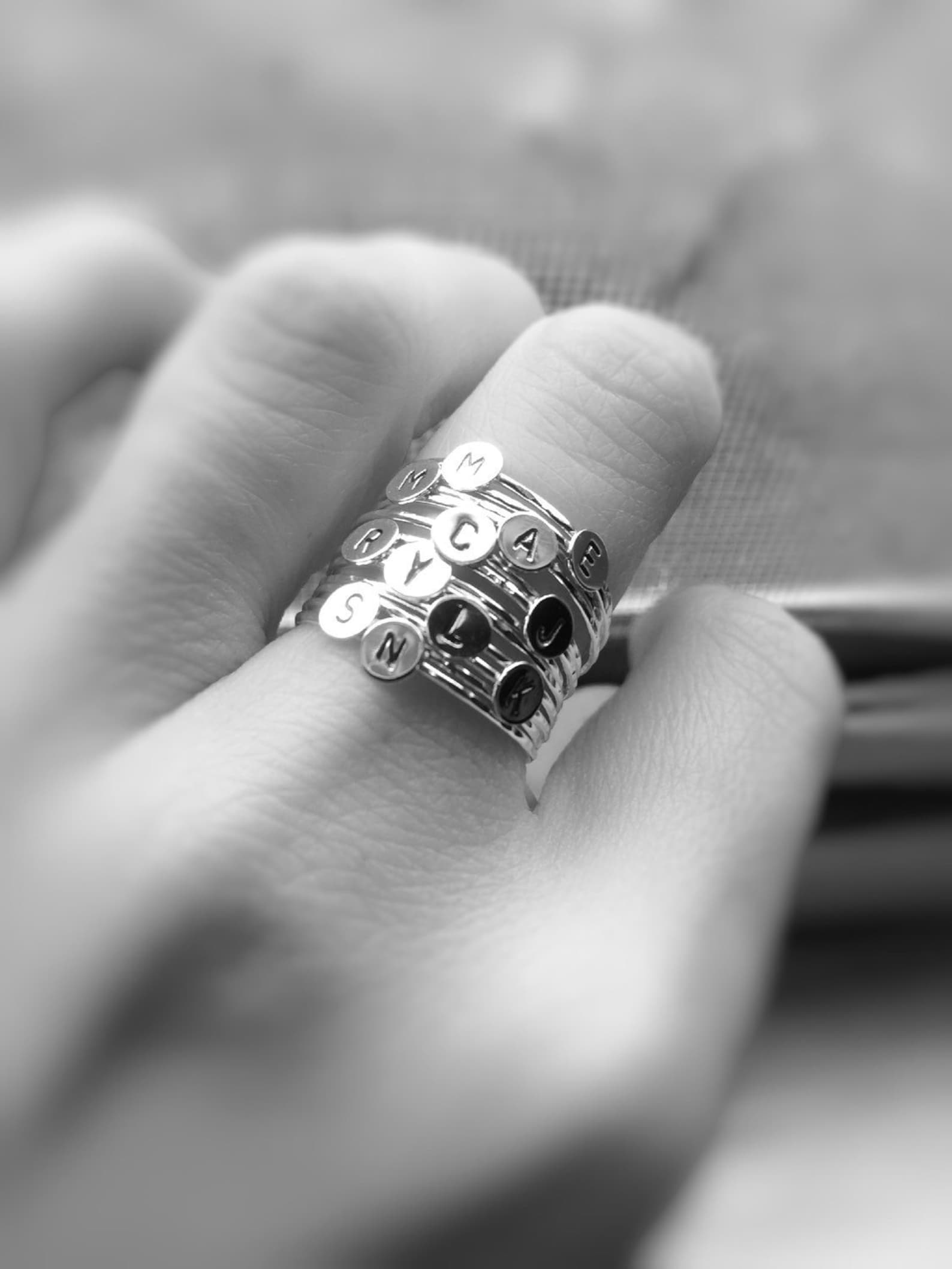 Skinny Gold Initial Stacking Ring Personalized Rings - Etsy