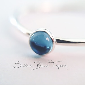 Blue Topaz Stacking Ring, Blue Topaz Ring, Engagement Ring, December Birthstone, Swiss Blue Topaz, Gemstone Stacking Ring, Blue, Topaz, Gift