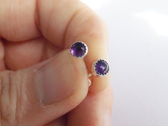 Amethyst Earrings,Simple Earrings,Purple Earrings,Post Earrings,February Birthstone,Minimalist Earrings,Everyday Jewelry,Purple Amethyst