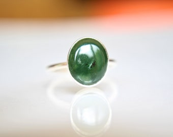 Large Jade Ring, Gemstone Ring, Green Jade Ring, Green, Modern, Simple, Everyday, Gift, Gemstone Jewelry, Natural Stone, Simple Ring