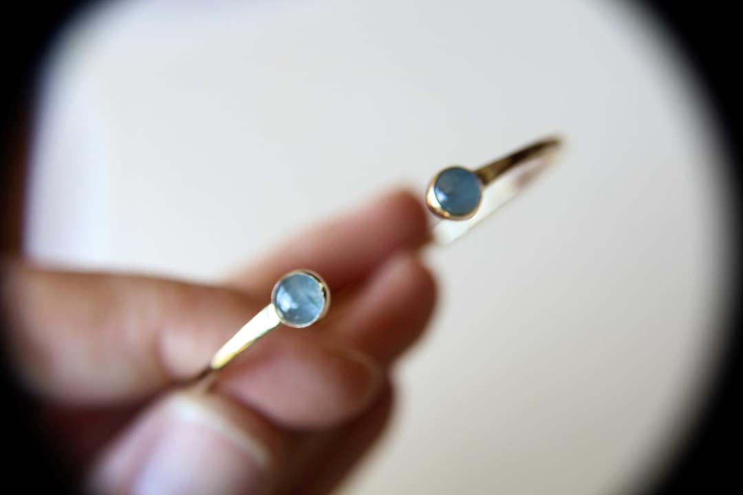 Aquamarine Cuff Bracelet, 14kt Gold Bracelet, Gold Cuff Bracelet, Wedding Jewelry, Oval Double