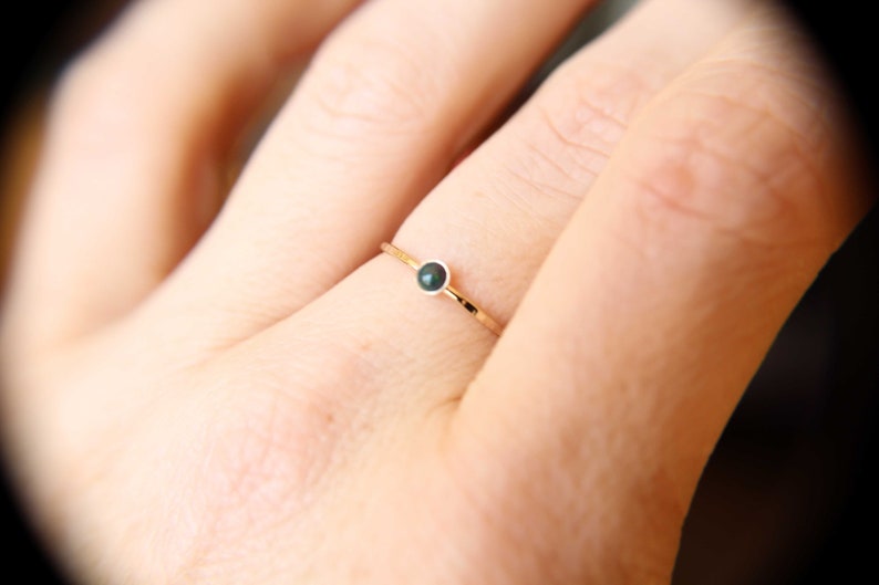 Textured Opal Stacking Ring, Slim Ring, Stacking Gemstone Ring, Opal Rings, Textured Rings, Wisper Gemstone Rings, Gift, Black Opal, Gift image 6