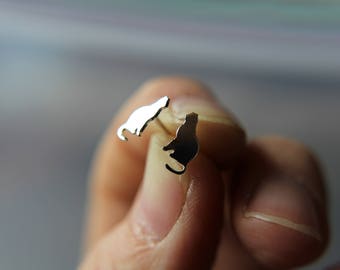 Boucles d'oreilles chat, Boucles d'oreilles chat en argent sterling, Dame chat, Bijoux chat, Boucles d'oreilles chat uniques, Boucles d'oreilles chat modernes, Bijoux chat minimalistes, Chats