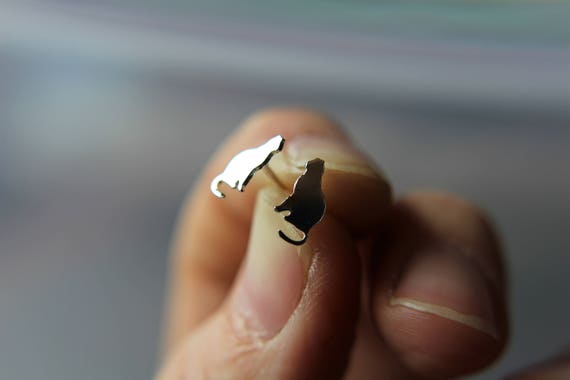 Cat Earrings, Sterling Silver Cat Earrings, Cat Lady, Cat Jewelry, Unique Cat Earrings, Modern Cat Earrings, Minimalist Cat Jewelry, Cats