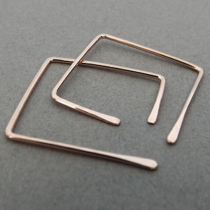 Square Earrings, Square Post Earrings, Square Hoop Earrings, Square Earrings, Rose Gold Earrings, Customizable Earrings, Square Jewelry