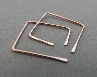 Square Earrings, Square Post Earrings, Square Hoop Earrings, Square Earrings, Rose Gold Earrings, Customizable Earrings, Square Jewelry