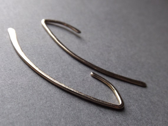 Solid 14k Yellow Gold Leaf Earrings, Gold Leaf Earrings, Post Earrings, Hammered Earrings, Solid Gold, Gold Earrings, Modern Earrings
