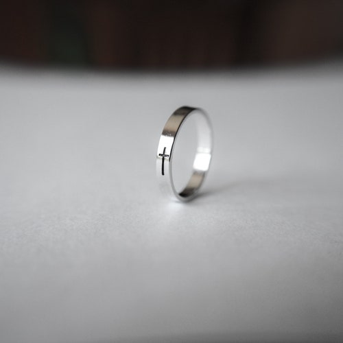 Bague croix en argent sterling, bague croix latérale, cadeau de Pâques, bague croix, bague chrétienne, bague de baptême, bague foi, bague croix en argent, cadeau foi