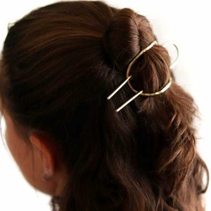 Gold Hair Slider Set, Simple Hair Stick, Bun Holder, Textured Hair Slider,Hair Pin,Simple Hair Pin,Minimalist Hair Fork Pin,Hair Accessories image 5