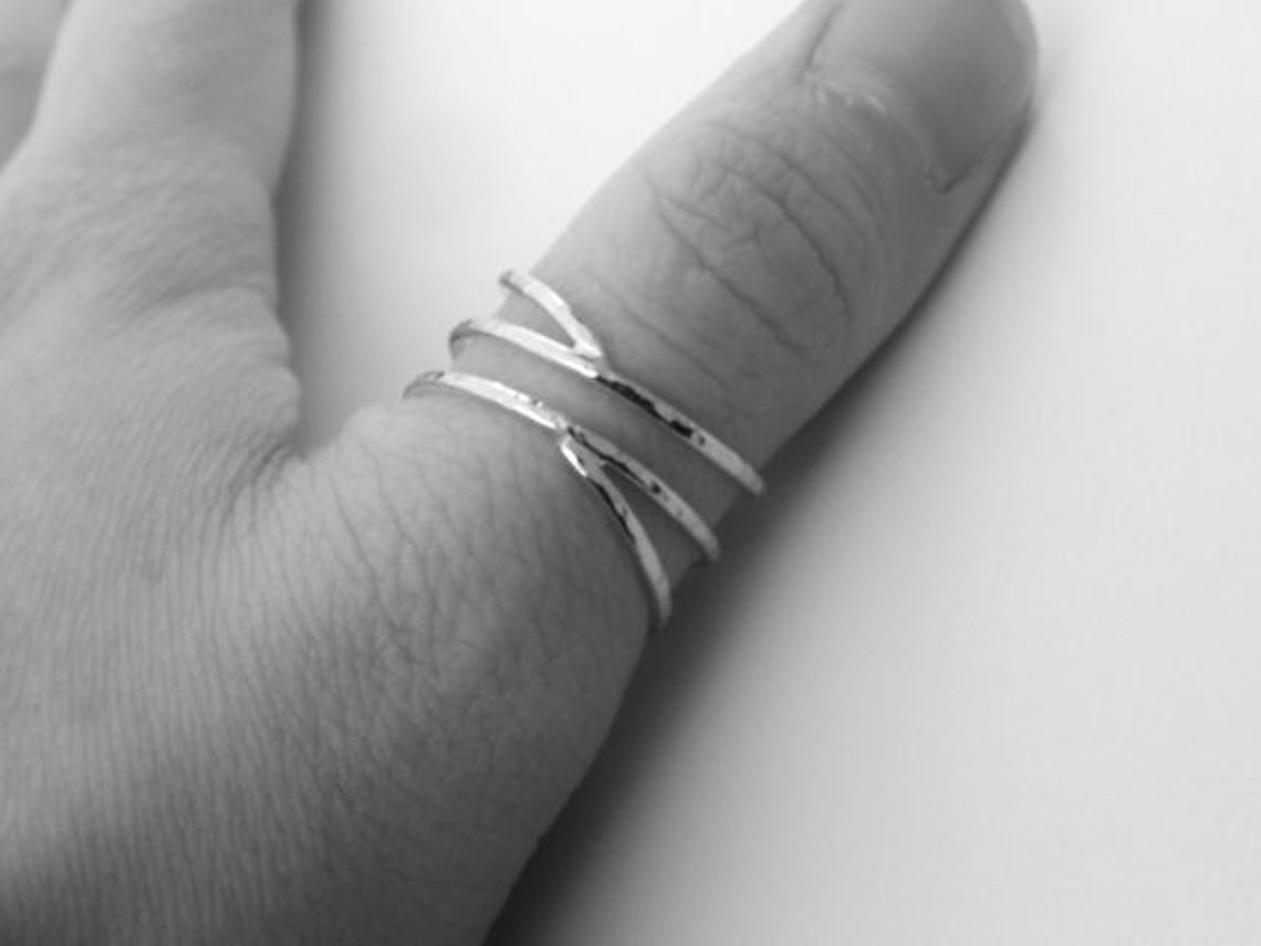 Bypass Thumb Ring Coil Ring Textured Thumb Ring Wrap Around Etsy