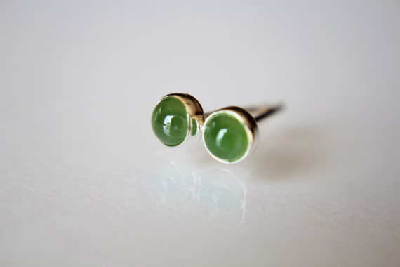 Jade Earrings, Gemstone Earrings, Sterling Earrings, Post Earrings, Green Jade Post Earrings, Small Earrings, Minimalist Earrings, Gift