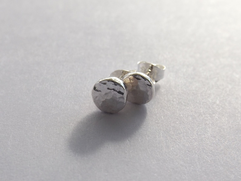 Recycled Silver Circle Earrings, Sterling Earrings, Post Earrings, Faceted Earrings, Disc Earrings, Minimalist Earrings, Post Earrings image 2