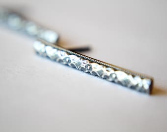 Long Silver Bar Earrings,Floral Bar Earring,Modern,Sterling Earrings,Bar Earrings,Silver Stick Earrings,Silver Bar Earrings,Boho Earrings