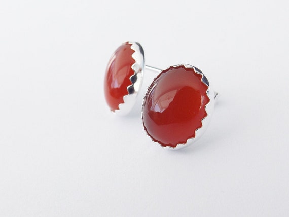 Carnelian Stud Earrings, Carnelian Post Earrings, Boho Chic Earrings, Red Carnelian Stud Earrings, Bold Red Earring, Boho Minimalist Post