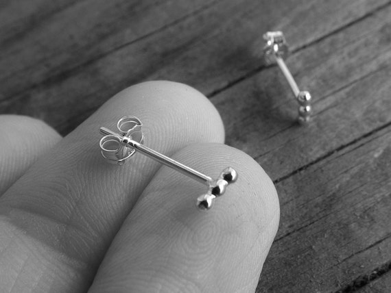 Line Earrings, Beaded Earrings, Dot Studs, Minimalist Studs, Simple Studs, Everyday Earrings, Modern Stud Earrings, Boho Chic, Gift