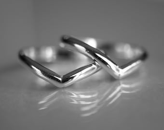 Sterling Silver Double Chevron Ring Set, Knuckle Rings, Sterling Knuckle Rings, Stacking Rings, above knuckle ring, Rings, Chevron Rings