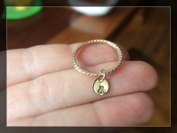 Modern Gold/Sterling Initial Set, Initial Rings, Stacking Ring, Personalized, Stacking Rings, Modern Rings, Disc Inital Rings, Charm Ring