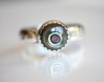 Floral Abalone Shell Ring, Statement Ring, Beach Inspired Ring, Natural Shell Ring, Abalone Shell Jewelry, Abalone, Gift For Her