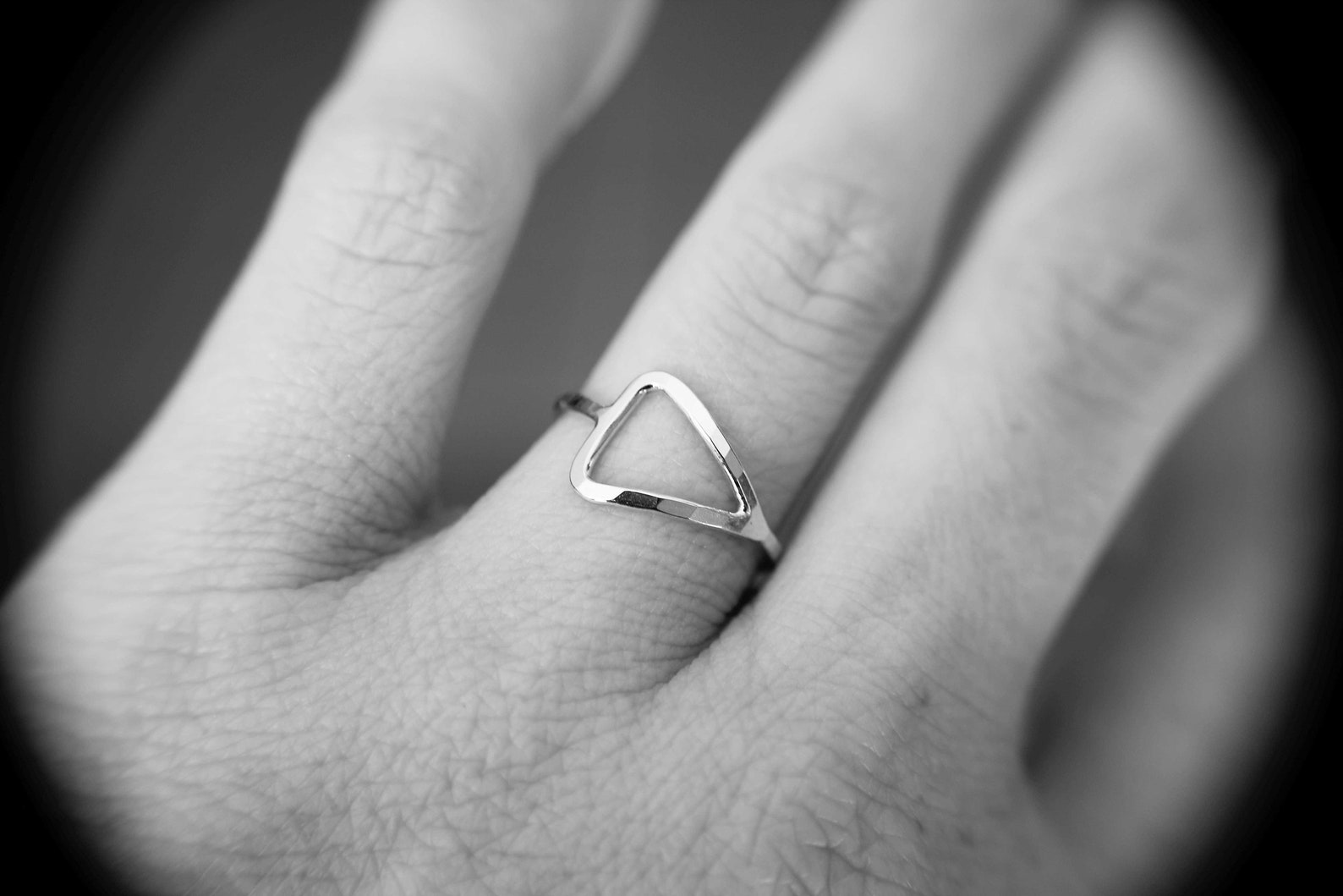 Triangle Ring Silver Triangle Ring Open Triangle Ring Etsy