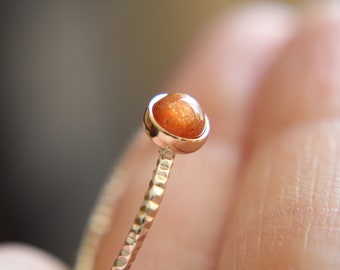 Sunstone Ring, Gemstone Ring, Engagement Ring, Romantic Ring, Sunstone, Sunstone Stacking Ring, Faceted Gemstone Ring, Sunstone, 5mm stone