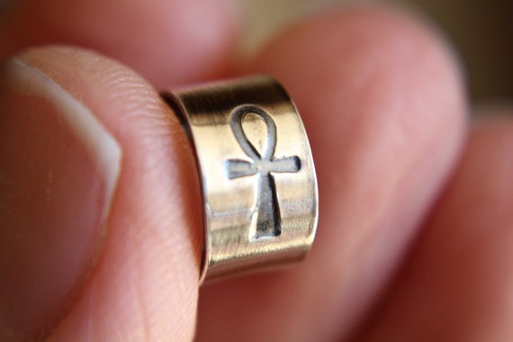 Ankh Ear Cuff, Stamped Ear Cuff, Ankh Jewelry, Everyday Ear Cuff, Ear Cuff, Customizable Ear Cuff Earring, Hammered Cuff, Slim Cuff, Gift