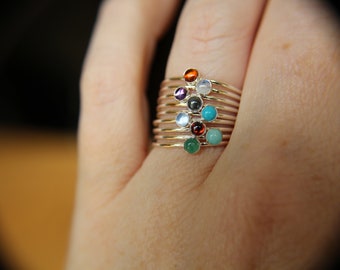 Tiny Gemstone Stacking Ring, Slim Ring, Stacking Gemstone Ring, Tiny Rings, Simple Rings, Whisper Gemstone Rings, Gift, Natural Stone, Gift