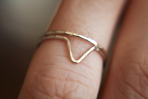 Skinny Gold Chevron Knuckle Ring Set, Chevron Rings, above knuckle rings, Knuckle Rings, Toe Ring, Ring, Rose/Yellow Goldfilled Knuckle Ring