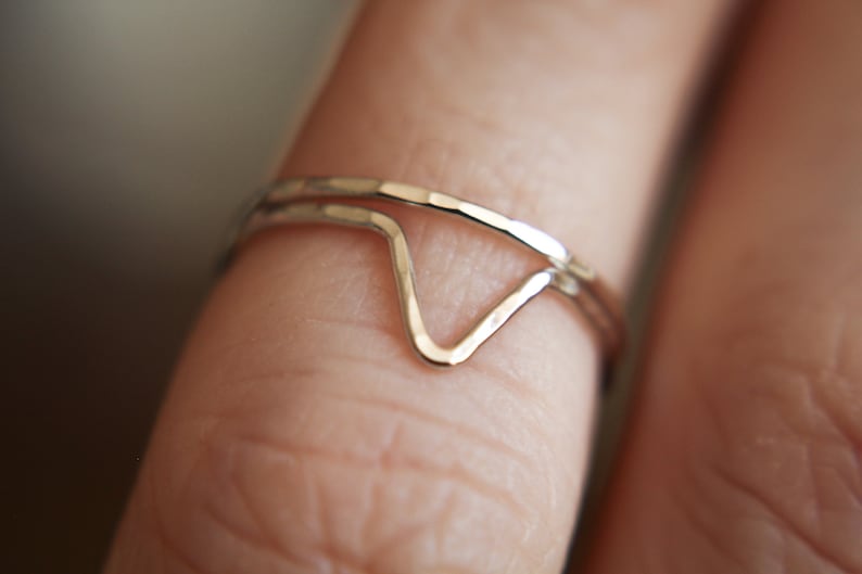 Skinny Gold Chevron Knuckle Ring Set, Chevron Rings, above knuckle rings, Knuckle Rings, Toe Ring, Ring, Rose/Yellow Goldfilled Knuckle Ring image 1