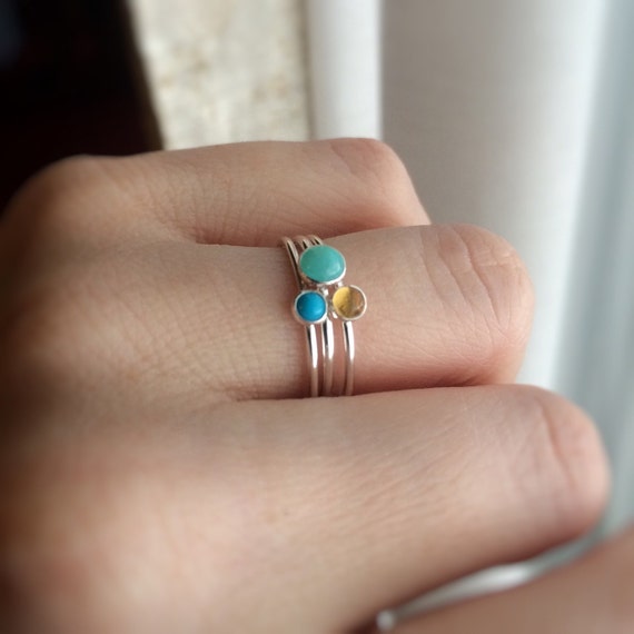 Turquoise Stacking Ring, Turquoise Ring, Natural Gemstone Ring, Turquoise, Turquoise Jewelry, Gemstone Stacking Ring, Real Gemstone, Gift