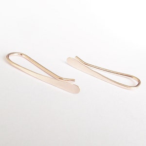 Rose Gold Pin Earrings,Tiny Bar Ear Cuffs,Hammered Wire Ear Wraps,Bar Ear Sweep,Minimalistic,Simple,Modern Jewelry,Bar Earring,Ear Cuff