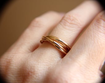 Gold Interlocking Rings, Thumb Rings, Gold Thumb Ring, Interlocking Rings, Rolling Ring, Stacking Rings, Minimalist Rings, Unique Rings