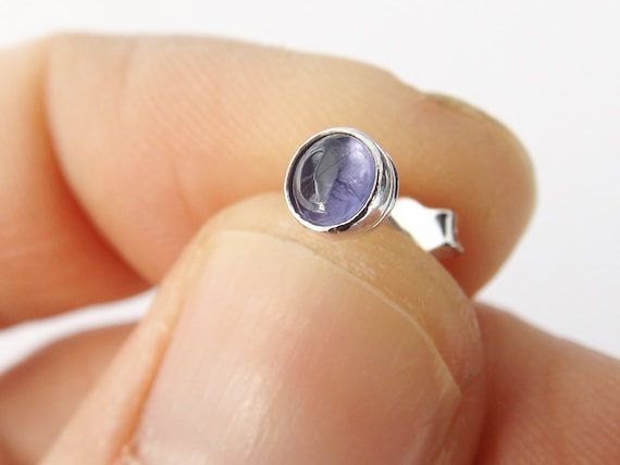 Iolite Gemstone Earrings, Earrings, Sterling Earrings, Post Earrings, Violet Post Earrings,Small Earrings,Minimalist Earrings,Post Earrings