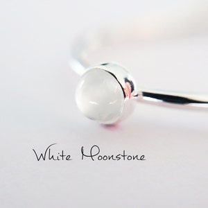 Moonstone Stacking Ring, Moonstone Ring, Engagement Ring, June Birthstone, White Moonstone, Gemstone Stacking Ring, White, Moonstone, Gift image 1