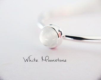 Moonstone Stacking Ring, Moonstone Ring, Engagement Ring, June Birthstone, White Moonstone, Gemstone Stacking Ring, White, Moonstone, Gift