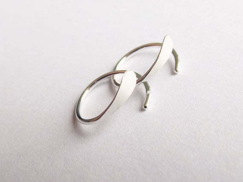 Choose Your Sleeper Earrings,Sleeper Earrings,Hoop Earrings,Hammered Earrings,Circle,Sterling Silver Earrings, Modern Jewelry, Minimalist image 2