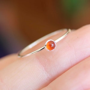 Carnelian Ring, Gemstone Ring, Tiny Carnelian Ring, Red, Modern, Simple, Everyday, Gift, Gemstone Jewelry, Natural Stone, Stacking Ring image 1