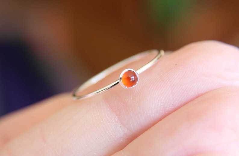 Carnelian Ring, Gemstone Ring, Tiny Carnelian Ring, Red, Modern, Simple, Everyday, Gift, Gemstone Jewelry, Natural Stone, Stacking Ring image 1