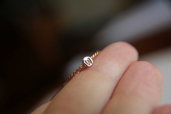 Initial Ring, Personalized Ring, Minimalist Ring, Initial Ring, Rope Stacking Ring, Gold Ring, Ring, Couples Rings, Gift, Letter Ring