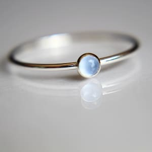 Tiny Blue Chalcedony Ring, Blue Chalcedony Ring, Natural Gemstone Ring, Romantic Ring, Blue Gemstone, Tiny Stacking Ring, Light Blue, Gift