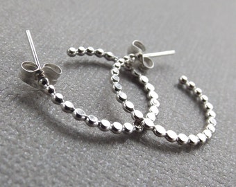 Beaded Hoop Earrings, Earrings, Sterling Earrings, Post Earrings, Hoop Earrings, Small Earrings, Minimalist Earrings, Post Earrings