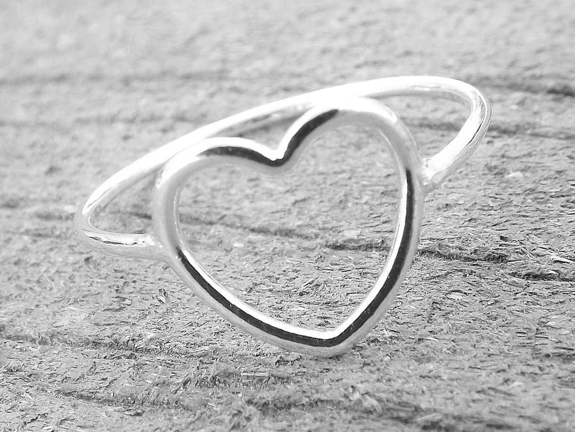 Simple Slim Silver Heart Ring Heart Ring Simple Heart Slim - Etsy