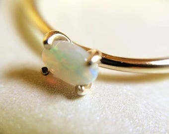 Opal Ring, Birthstone, October, Solid Gold Stacking Ring, Engagement Ring, Eco Friendly Recycled, Oval Opal Ring, Solid Gold Opal Ring